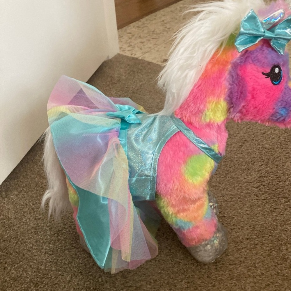 Build-A-Bear Rainbow Unicorn Plush with Silver Horn including outfit - Picture 2 of 6